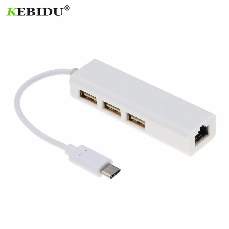 Адаптер Kebidu USB-C Ethernet 3 USB C Hub для RJ45 Lan адаптер сетевая карта Macbook ThinkPad Samsung ноутбука |