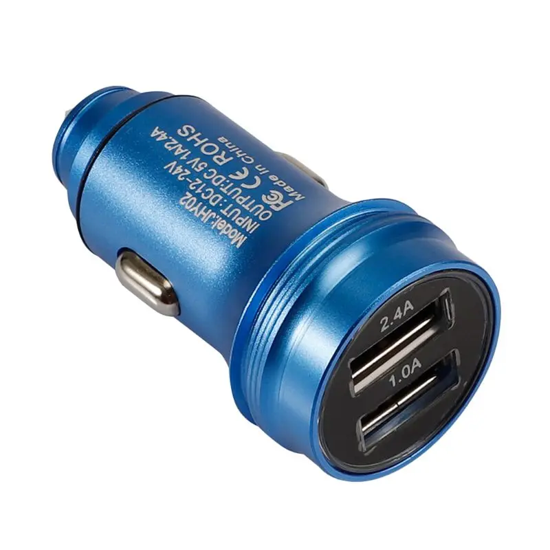 Автомобильное зарядное устройство с двумя USB портами алюминиевый сплав быстрая