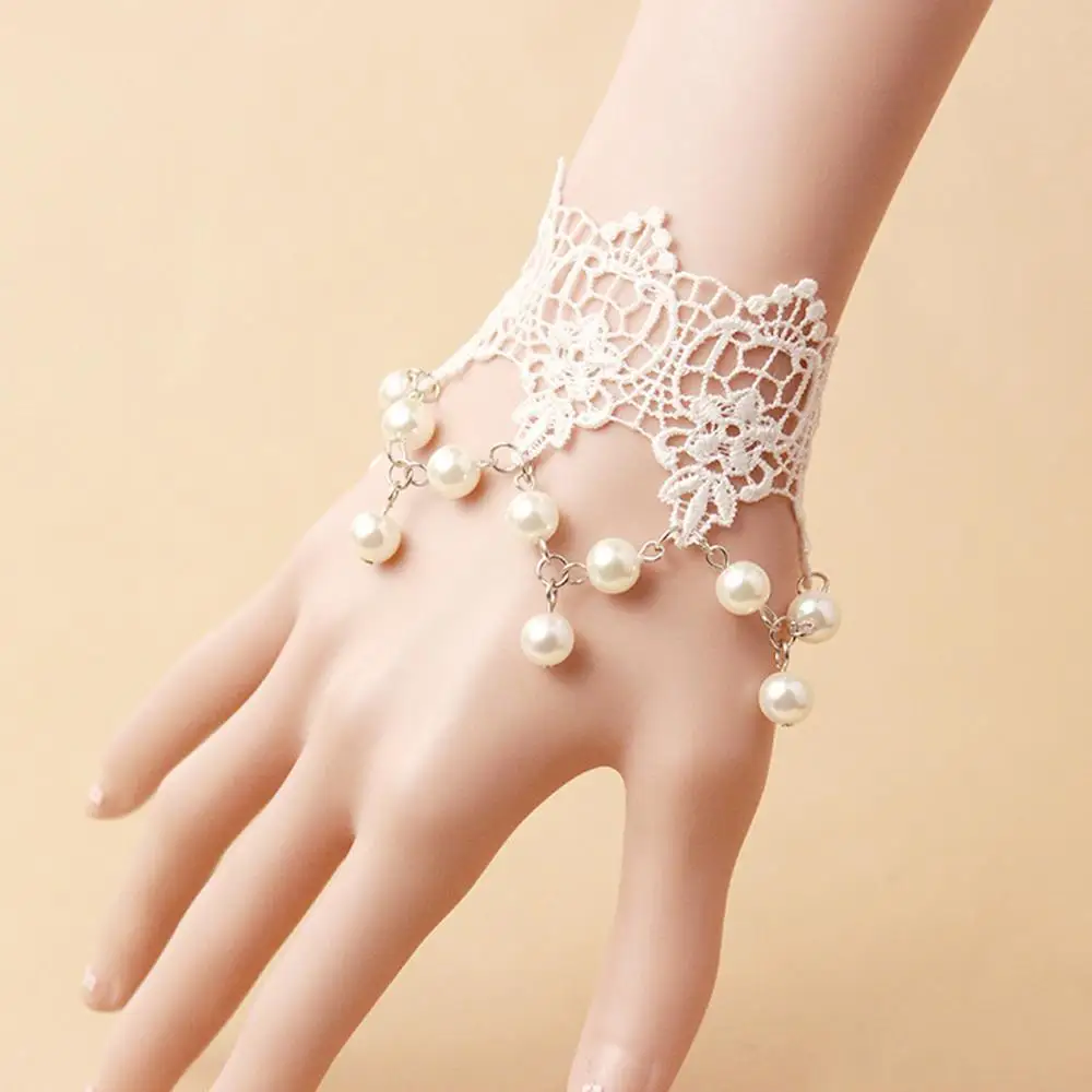 hot sale Women Wedding Lace Bracelet with Pearl Female Bride Retro Bracelet fashion Bridal Gloves