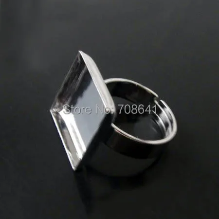 Пустые основания для колец с квадратным глубоким подносом Стеклянные Кабошоны