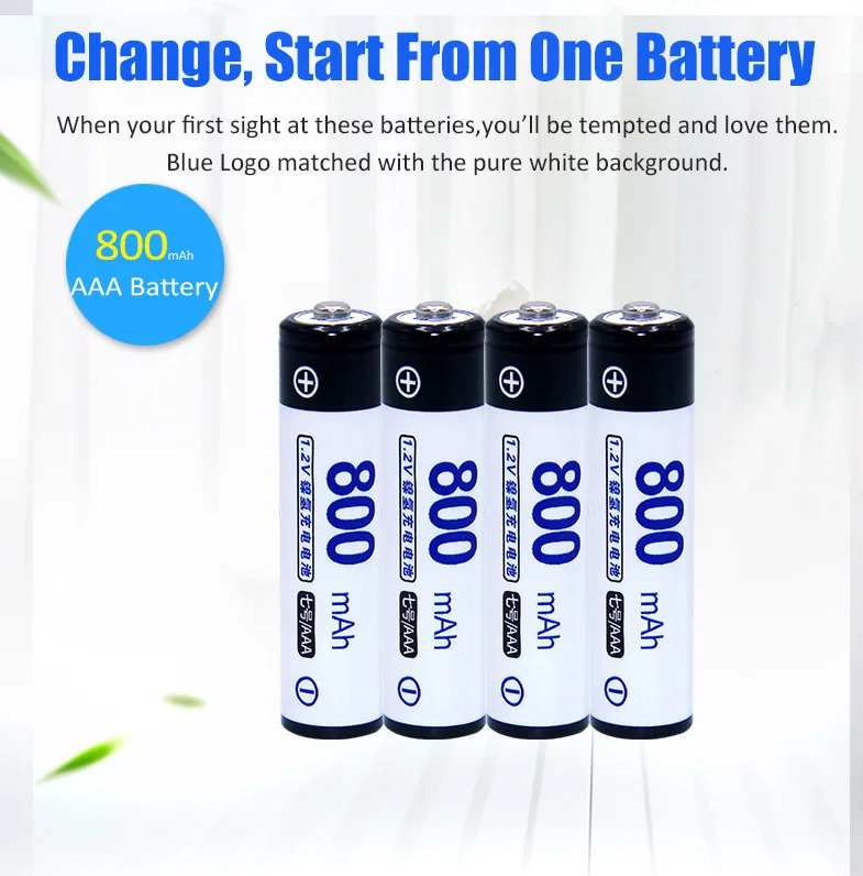 4 шт./лот doulepow DP-AAA800mAh 1,2 в Ni-MH аккумуляторная батарея в фактической высокой емкости батареи 800 мАч
