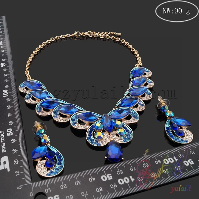 Женщина ювелирные изделия 2016 Белый металл Синий кристалл ожерелья | Украшения и