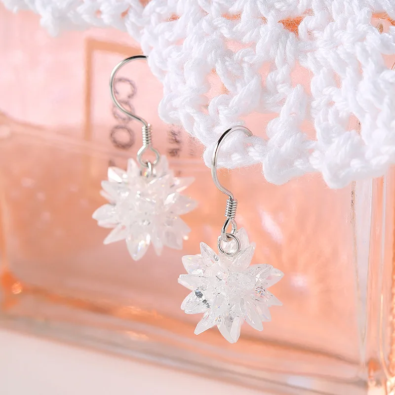 2017 новая мода высокое качество серебро 925 пробы кристалл снежинка ледяные уши