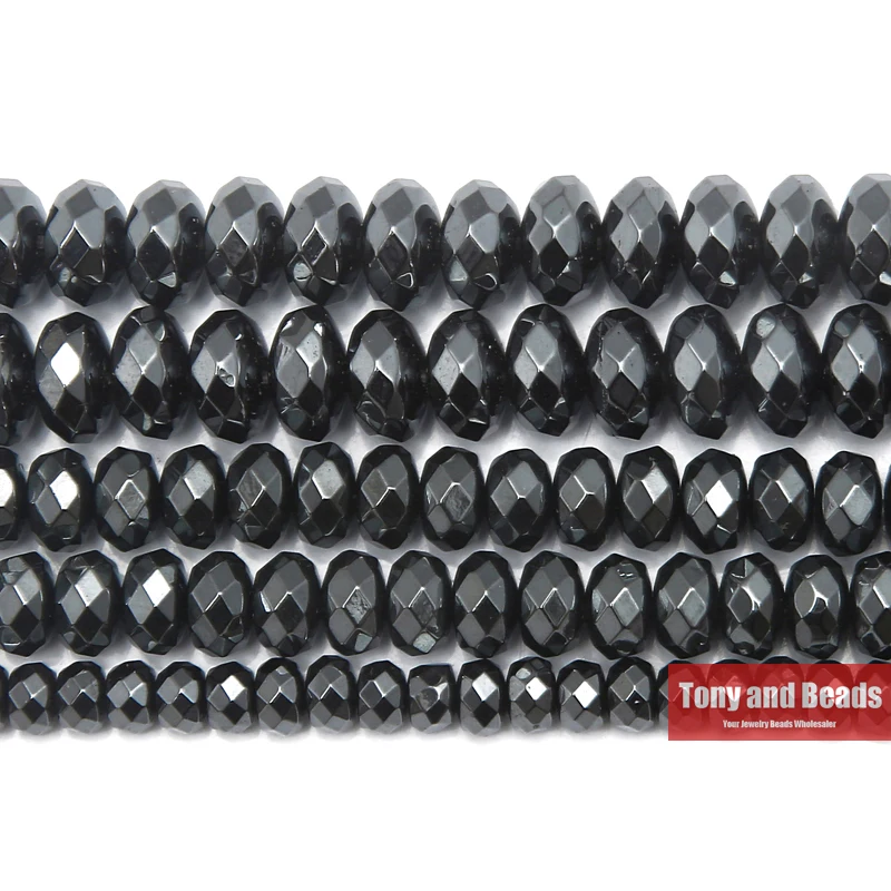 

Natural Stone No Magnetic Faceted Rondelle Black Hematite Beads 4x6 5x8 6x10MM 15" Per Strand Pick Size