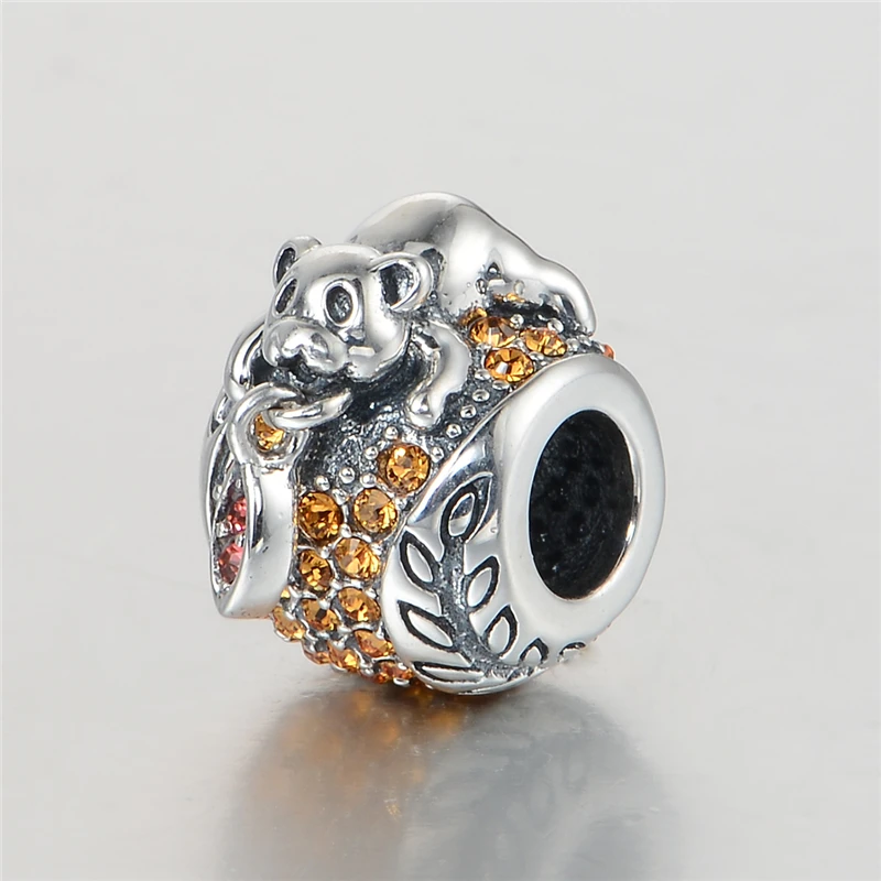 Браслеты с подвесками в виде медведя из серебра 925 пробы европейский браслет