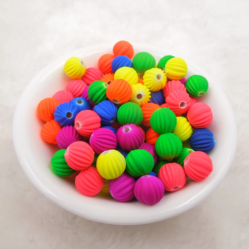 25 шт. акриловые флуоресцентные резиновые бусины 12 мм|beads neon|rubber beadsmixed color |