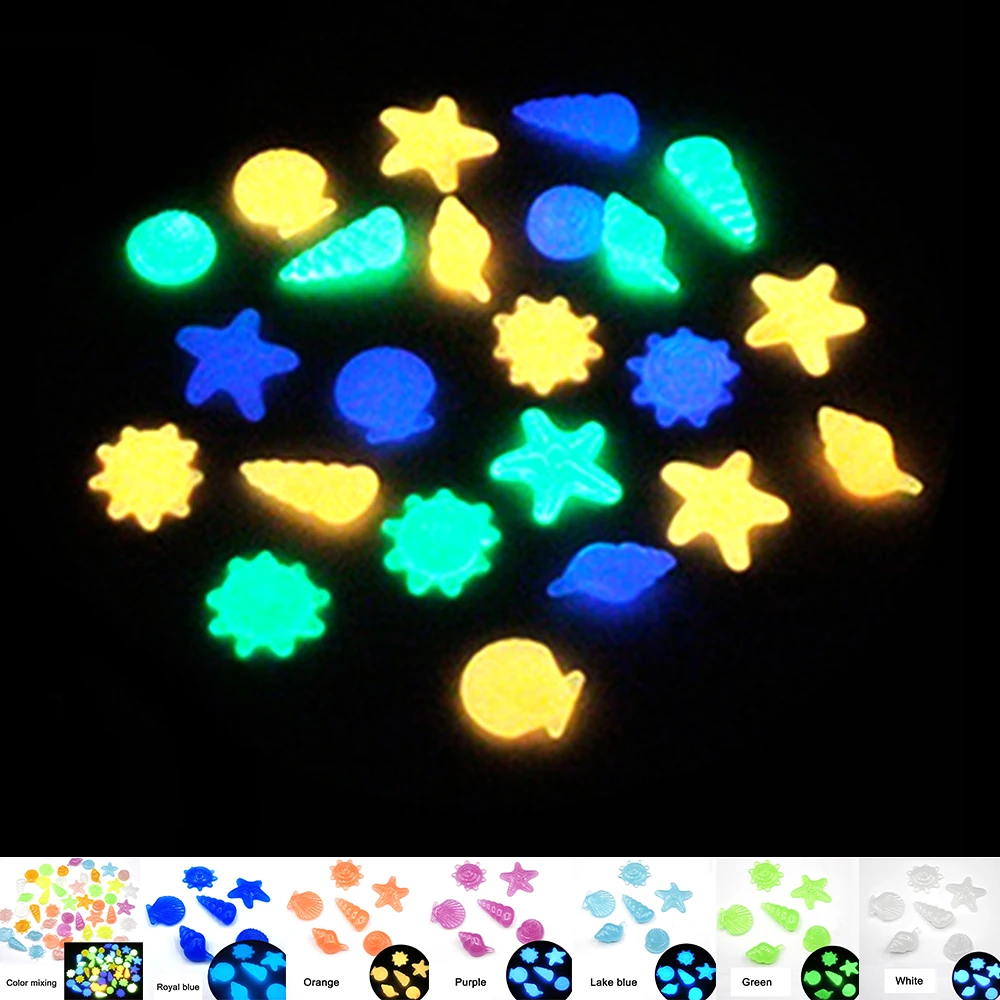 

80PCS Artificial Pebbles Stones Glow in The Dark Luminous Cobblestones Garden Fish Tank Aquarium Decoration Home Ornament Light