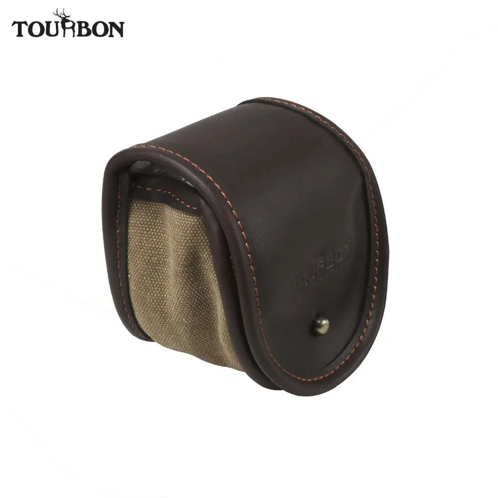 Tourbon Retro Fishing Accessories Canvas Fishing Reel Bag Storage Reel Case Classic Fly Fishing Coil Game Pouch