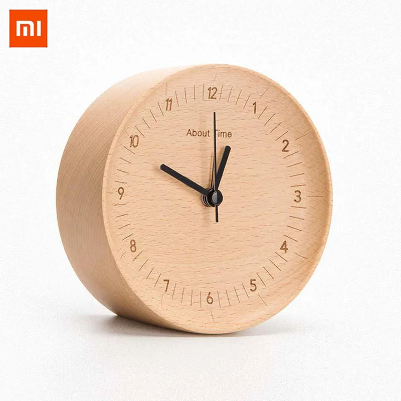 Xiaomi Mute бревна Деревянный Будильник качество модные небольшие настольные часы с металлическим указателем круглые рамки часы
