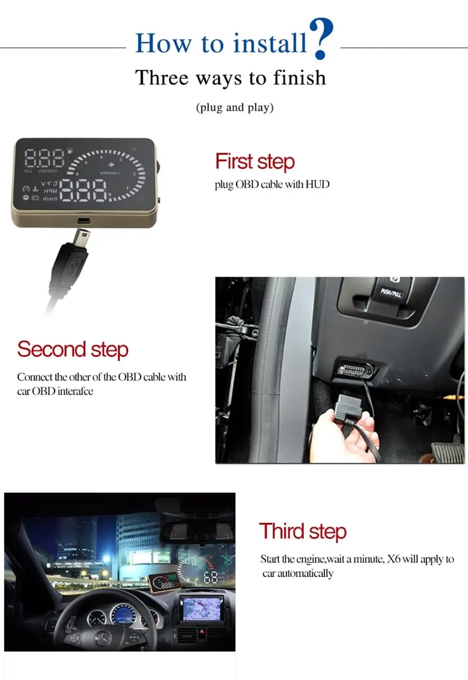 Авто Hud 3,5 дюймов X6 головой вверх Дисплей автомобиля gps цифровой спидометр превышение скорости Предупреждение
