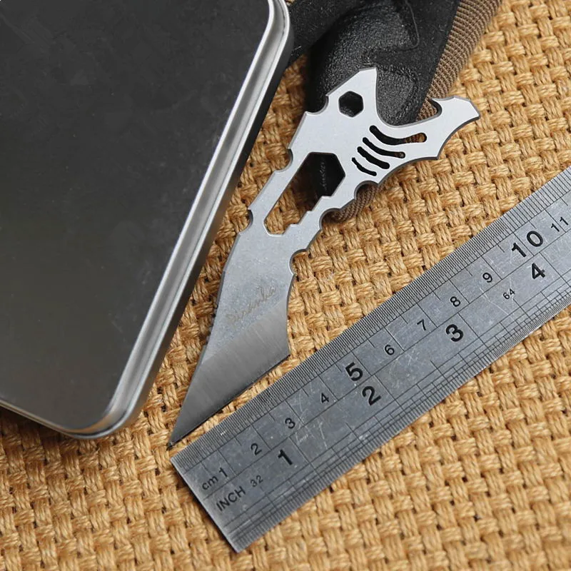 Silver Пиранья EDC нож N690 стальной Многофункциональный маленький прямой нож для верховой езды, инструменты для защиты, небольшой резак для лап - Цвет: Silver