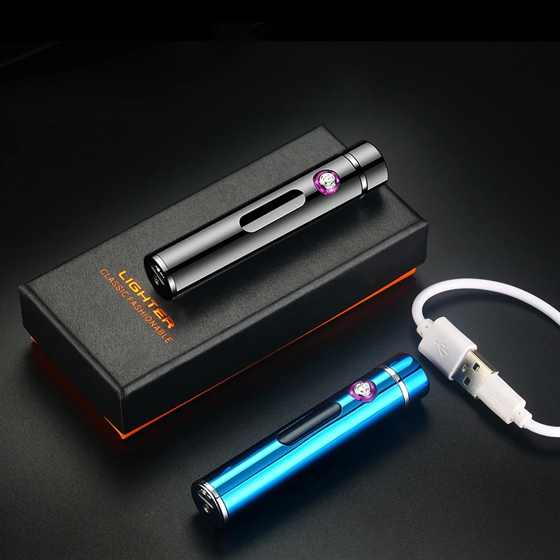 1 шт. ветрозащитная металлическая зажигалка двойная дуга USB перезаряжаемая