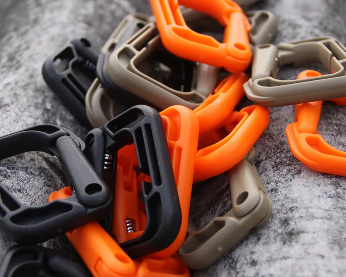 10 шт./лот D образный мини пластиковый плоский карабин кольцо инструмент для