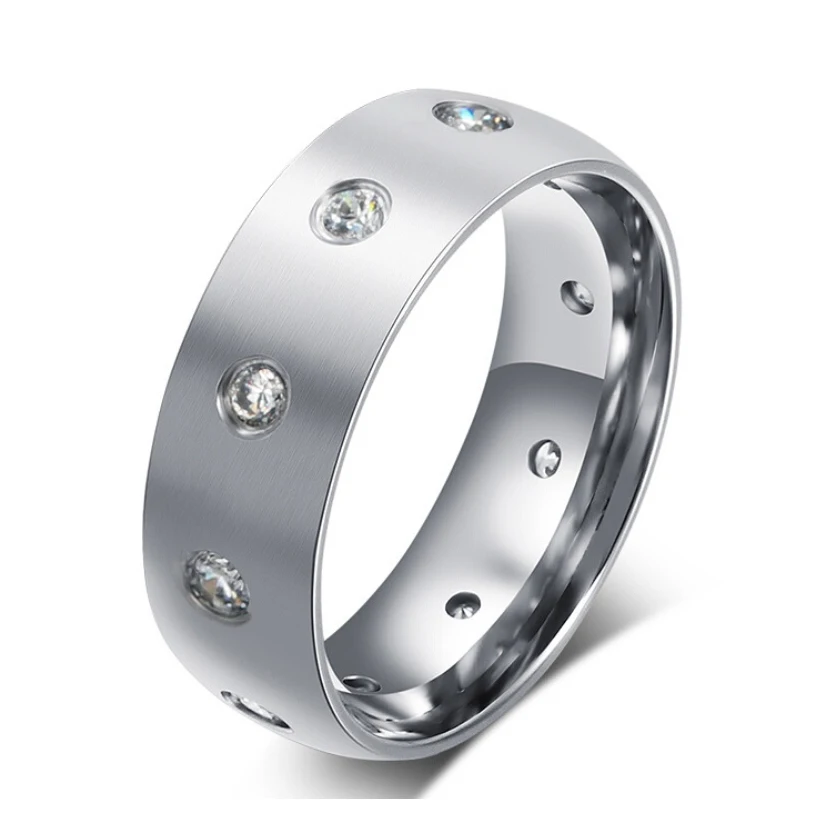

CZ Crystal Channel Setting 316L Stainless Steel engagement ring for women