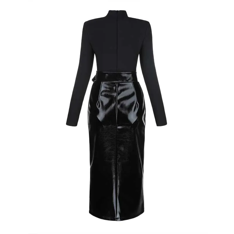 Оптовая продажа 2019 новые женские костюмы черный топ с длинными рукавами и юбка из