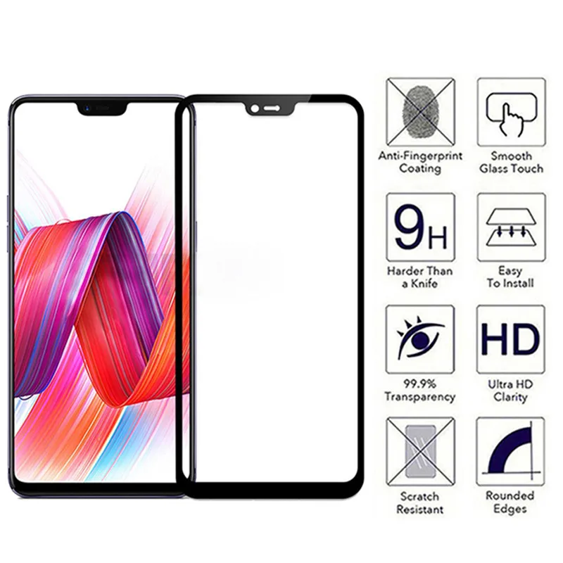 Закаленное стекло с полным покрытием для oppo f7 f5 9h Защита экрана f 7 5 opao opoo ohpo 7f 5f