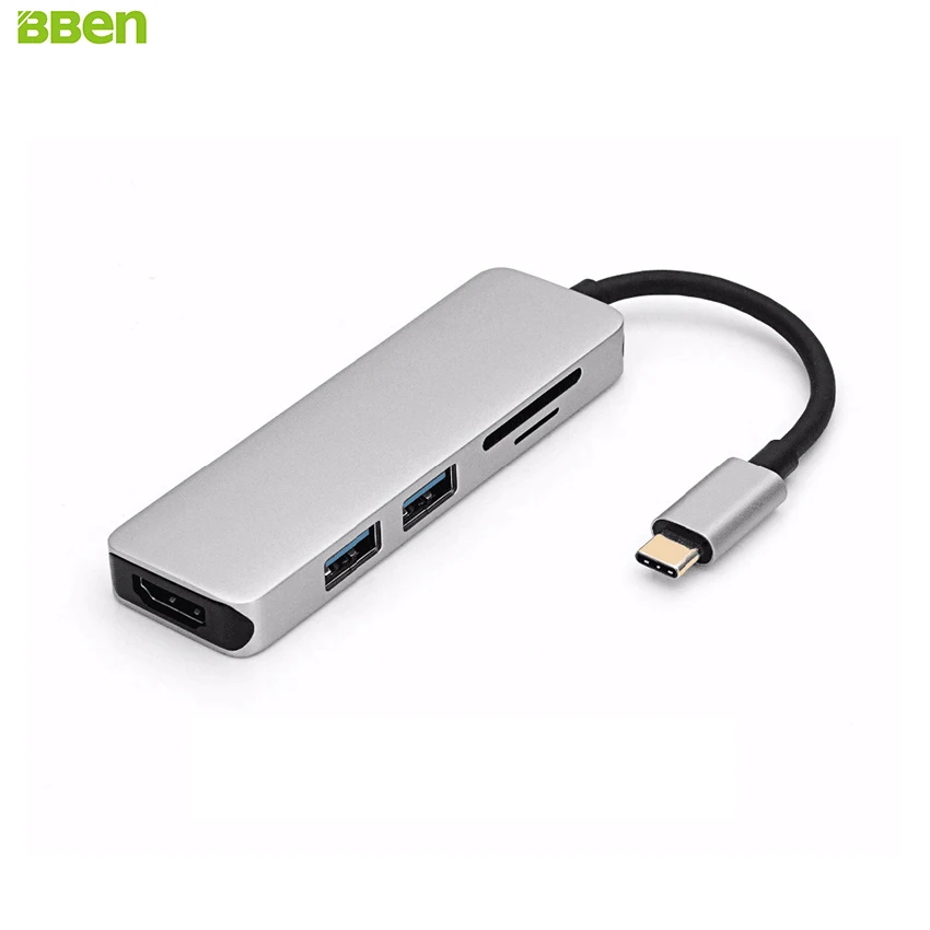 

BBEN HC0101 Type C Adapter USB Type C to USB3.0 *2 , TF Card Slot *1 , SD Card Slot *1 USB Hub Cable Connector