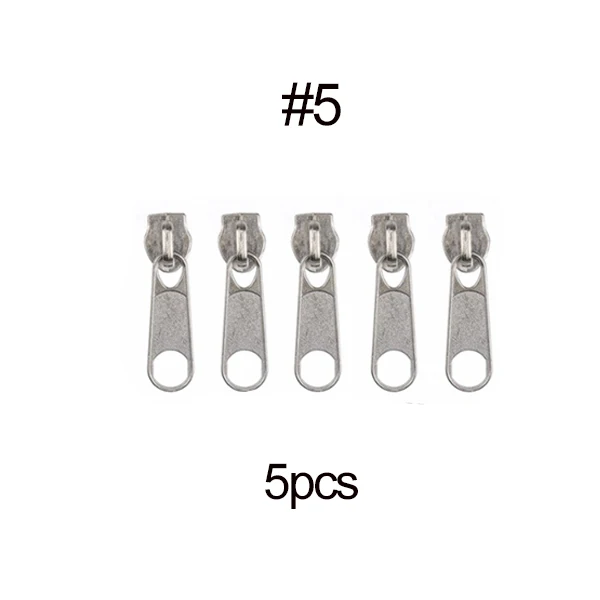 5 PCS Silver 5 5 шт./пакет Fix застежка-молния застежки-молнии головка универсальная материал для изготовления сумок, замена застежкой-молнией ползунки мгновенный запасная часть застежки на молнии Одежда Аксессуары - Цвет: 5 PCS Silver 5