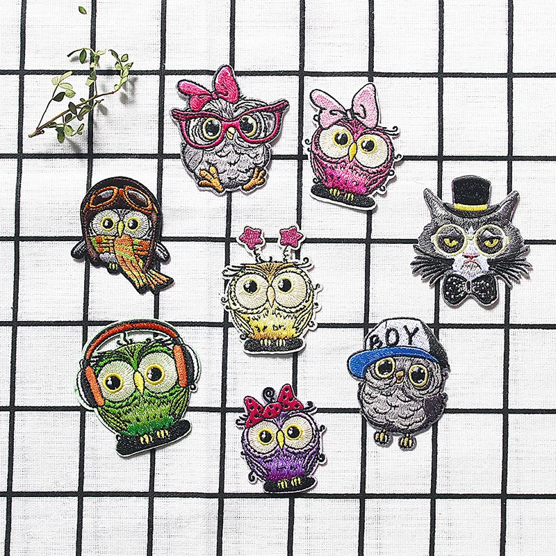 DIY Decorative Applique Patch Embroidery Children New Cartoon Bird Embroidered Owl Iron On Patches For Clothes Stickers Fabric | Дом и сад