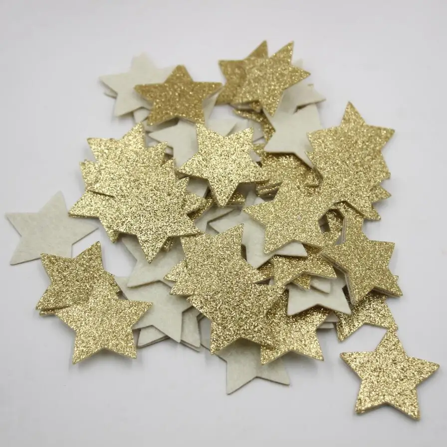 (100 шт./лот) Золотая блестящая бумага войлочная звезда с рождеством днем рождения