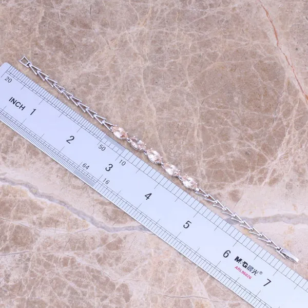 Чистый коричневый посеребренный браслет цепочка из морганита 7 дюймов S0333|bag