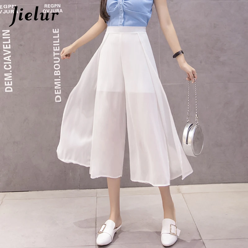 Jielur корейский модный простой брюки с высокой талией женские 2019 s xl белые черные