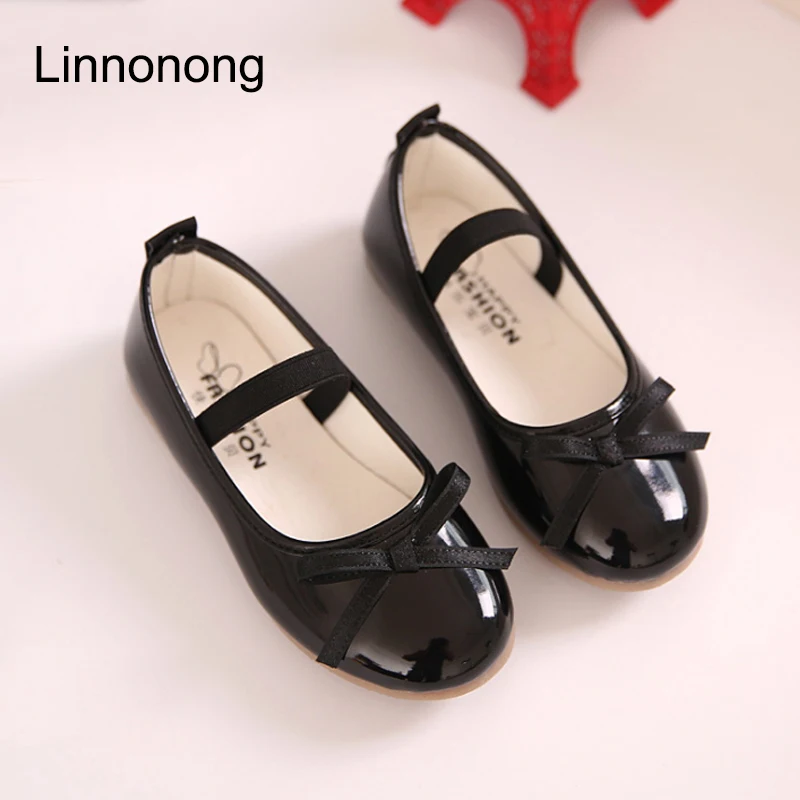 Hot Spring Autumn Kids Party Bow Shoes Girls Princess Single Flat Red Black Children PU Leather Toddler Size 21-36 | Детская одежда и