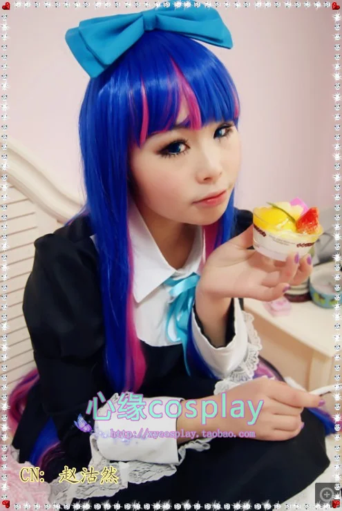 

Japanese Anime Panty & Stocking with Garterbelt cosplay Stocking Anarchy cos Halloween party Gothic Lolita girls Maid costume