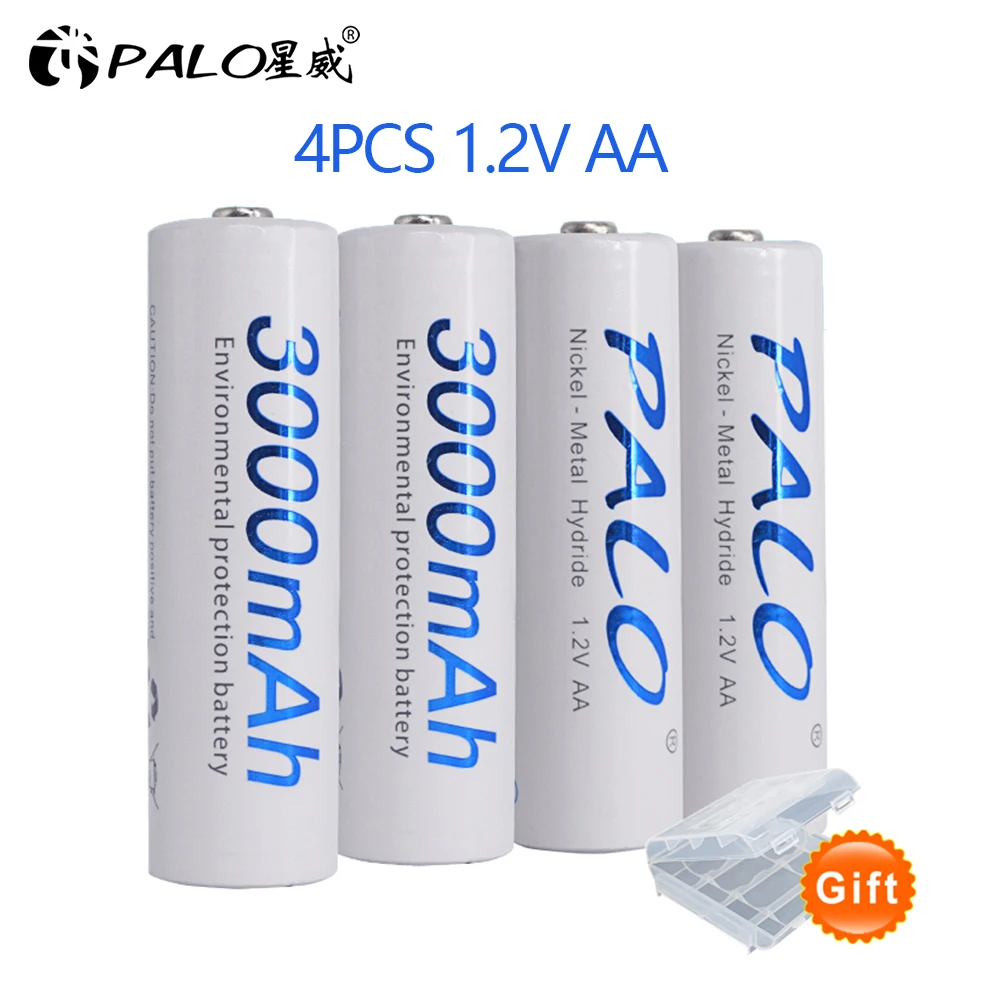 Зарядное устройство PALO для AA/AAA NIcd NImh аккумуляторных батарей + 4 шт. AA