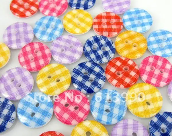 Бесплатная доставка 400 шт. смешанные плед 2 отверстия круглый смолы Вышивание