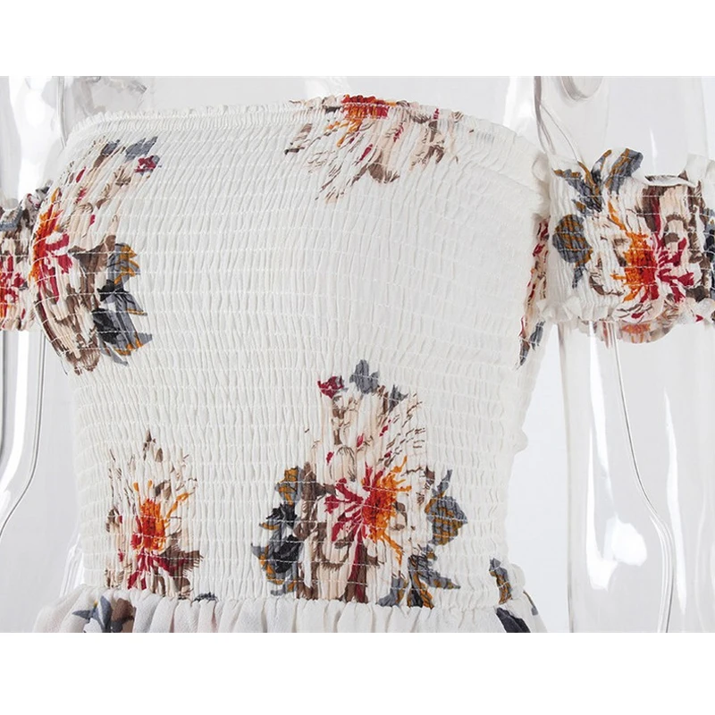 Летняя Новинка 2017 г. бандо с открытыми плечами Стиль пляжное платье пикантные Для