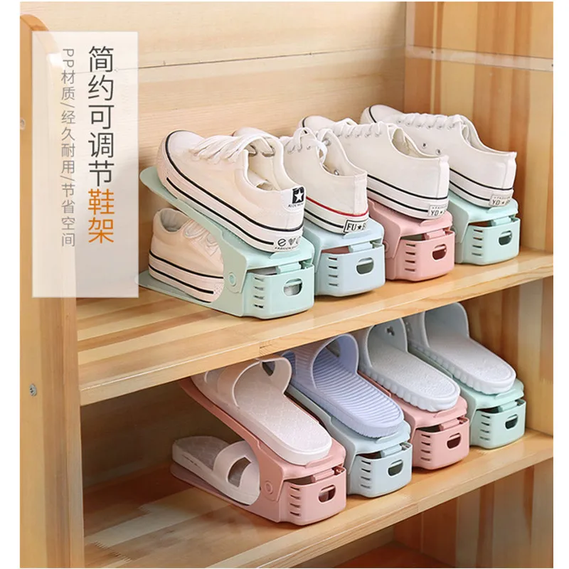 1/2/4/6/8/10Pcs Adjustable Shoe Racks Organizers Footwear Support Space Saver Cabinet Closet Stand Shoes Storage Rack Shoebox |