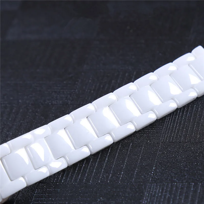 HQ 14 mm White Ceramic Watchband 7MM Concave Interface End Replacement Watch Strap Small Bracelet Wristwatches Bands Belt Tool
