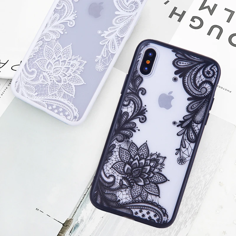 WOTP сексуальный ретро кружевной цветок телефон чехол для iPhone 7 6 6s 5 5S SE X 8 Plus Мандала