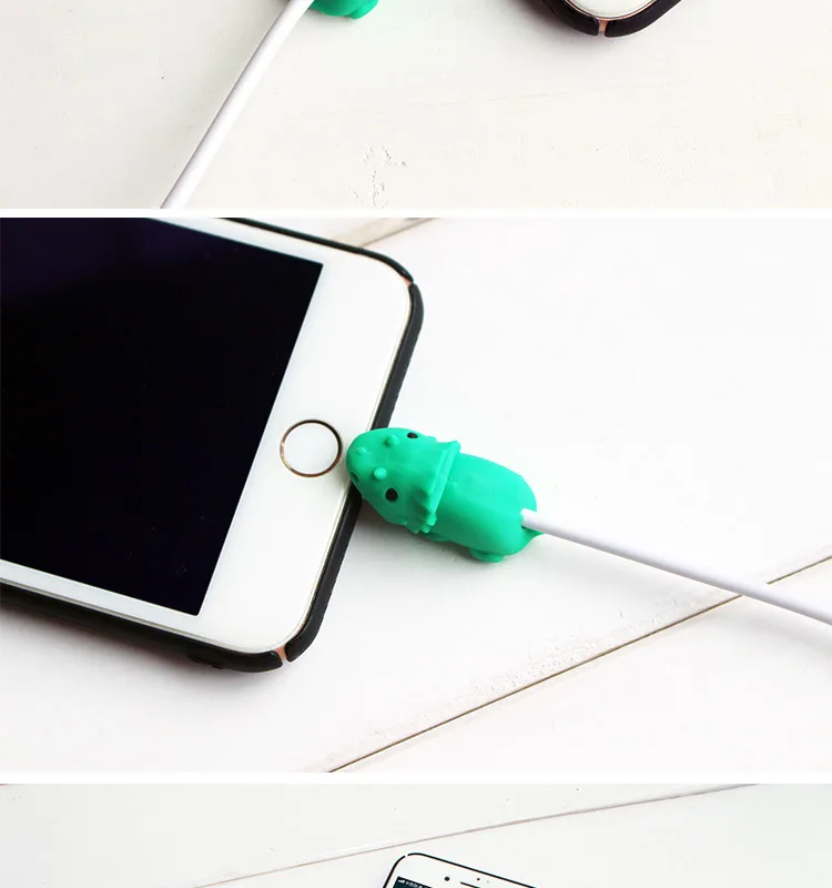 Многоцветный Кабель bite светящийся в темноте протектор для IPhone Winder телефон шалость игрушка ПВХ животное утка Лев черепаха кукла модель забавная - Цвет: Многоцветный
