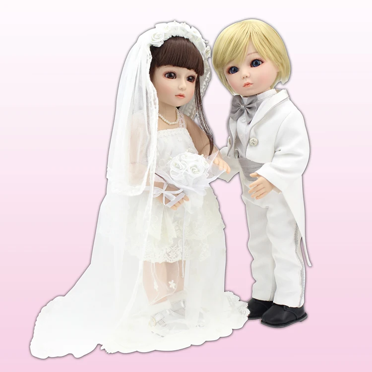 

45cm Silicone SD Bride Groom High-end Wedding Gift BJD Doll Creative Gift Wedding Doll for The Couple Gifts Collectible Doll Toy