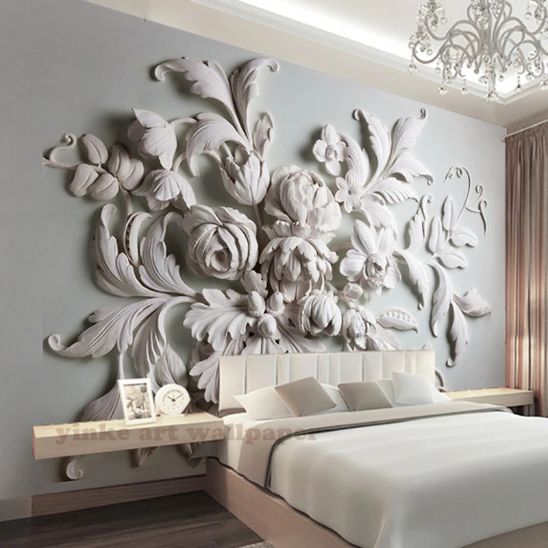 

personalized custom 3d wall mural stereoscopic aestheticism Europe peony relief TV sofa backdrop bedroom wall mural
