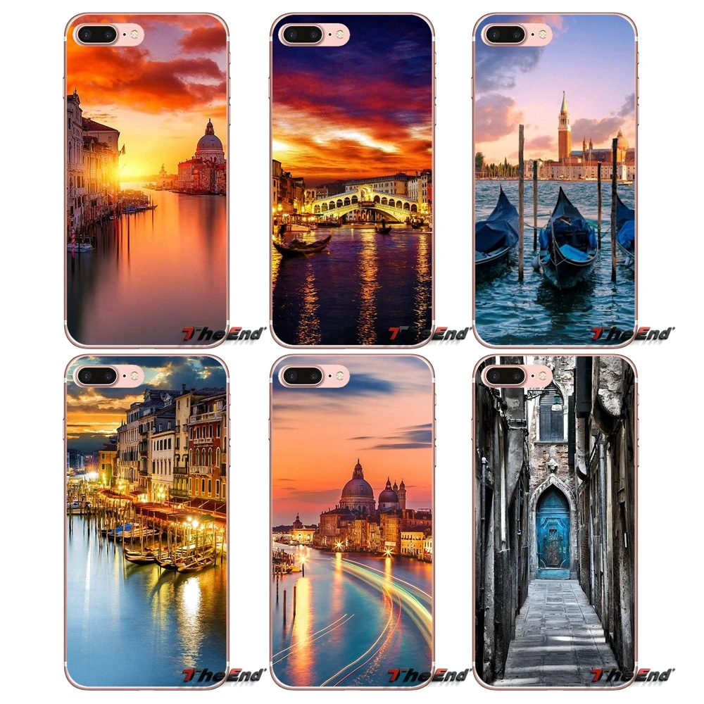Водный город Венеция Италия закат мягкий чехол для iPhone X 4 4S 5 5S 5C SE 6 6S 7 8 Plus Samsung Galaxy