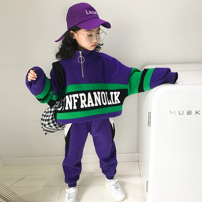 Бархатный костюм для девочек коллекция 2018 года сезон осень-зима новые спортивные