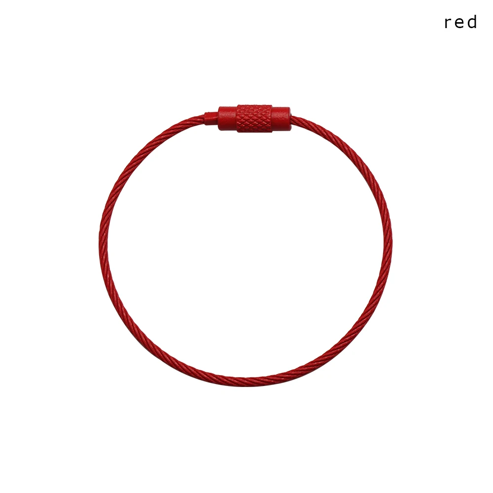 red 10 шт. 1,5*150 мм нержавеющая сталь круг петля багажная бирка держатель брелок на веревке брелок EDC(для ежедневного использования) кабель проволока винт замок Открытый Инструменты - Цвет: red