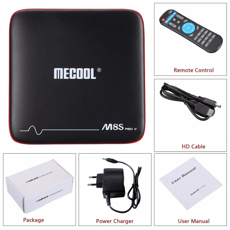 2019 лучший MECOOL M8S PRO W Android ТВ ОС коробка голосовой пульт дистанционного управления