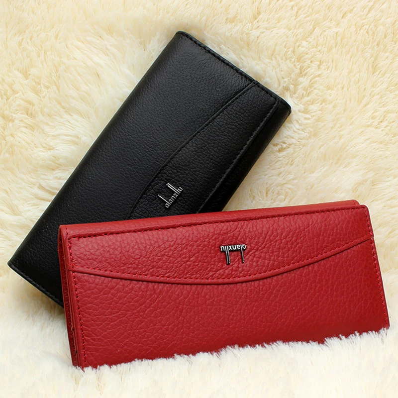 Hot Sale! Genuine Leather Purse Women Wallets Brand OL Brief Cowhide Lady Clutch Bag Business Card Holder Coin | Багаж и сумки