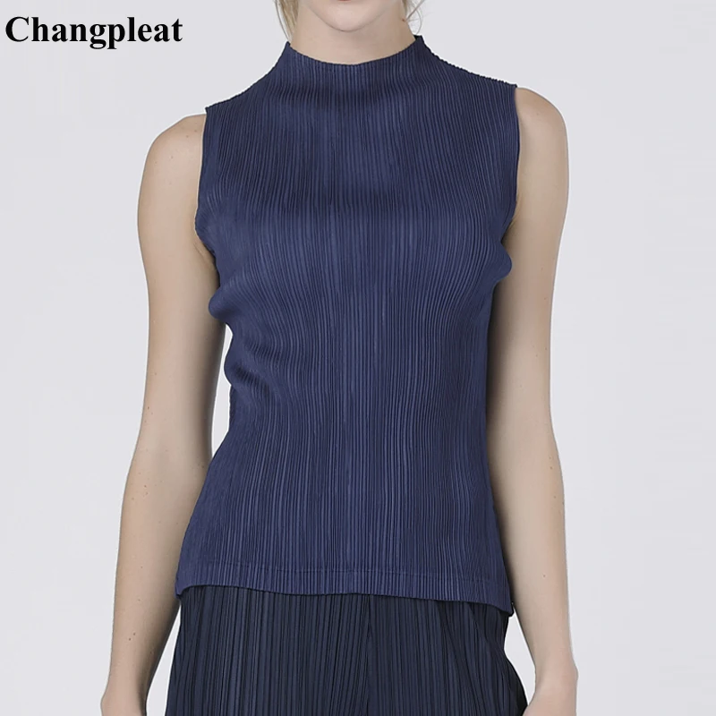 Changpleat летняя коллекция женские тонкие футболки топы Miyak плиссированные Модные
