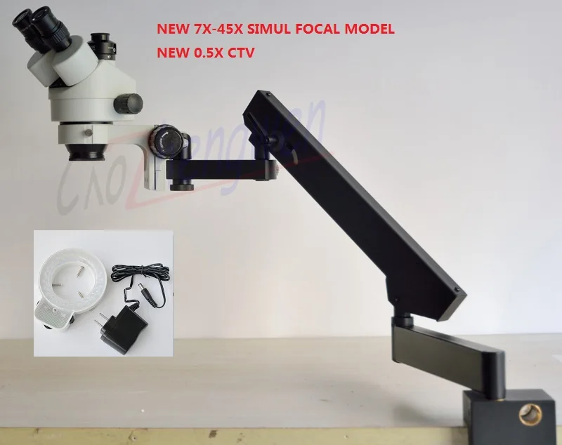 Новый микроскоп FYSCOPE 7X-45X Стерео Зум многофокусный + с шарнирной подставкой 48