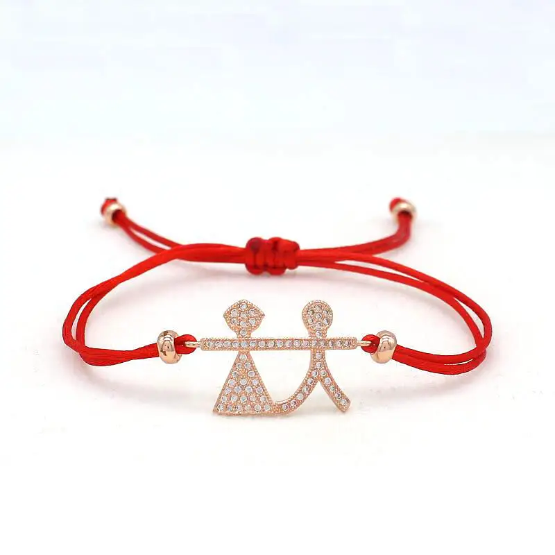 Брендовый милый Мишка Lucky Red Rope браслет женский модный микро проложить CZ Циркон