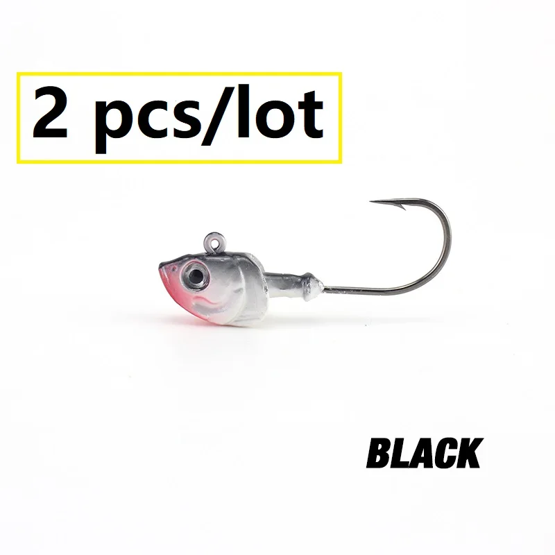 01 BLACK Мягкая джиг-приманка, 20 г, 26 г, рыболовные крючки для подводной ловли, цвета, джиг-голова с 3D глазами, рыболовные приманки наживка, Джиги, 2 шт./ПК - Цвет: 01 BLACK