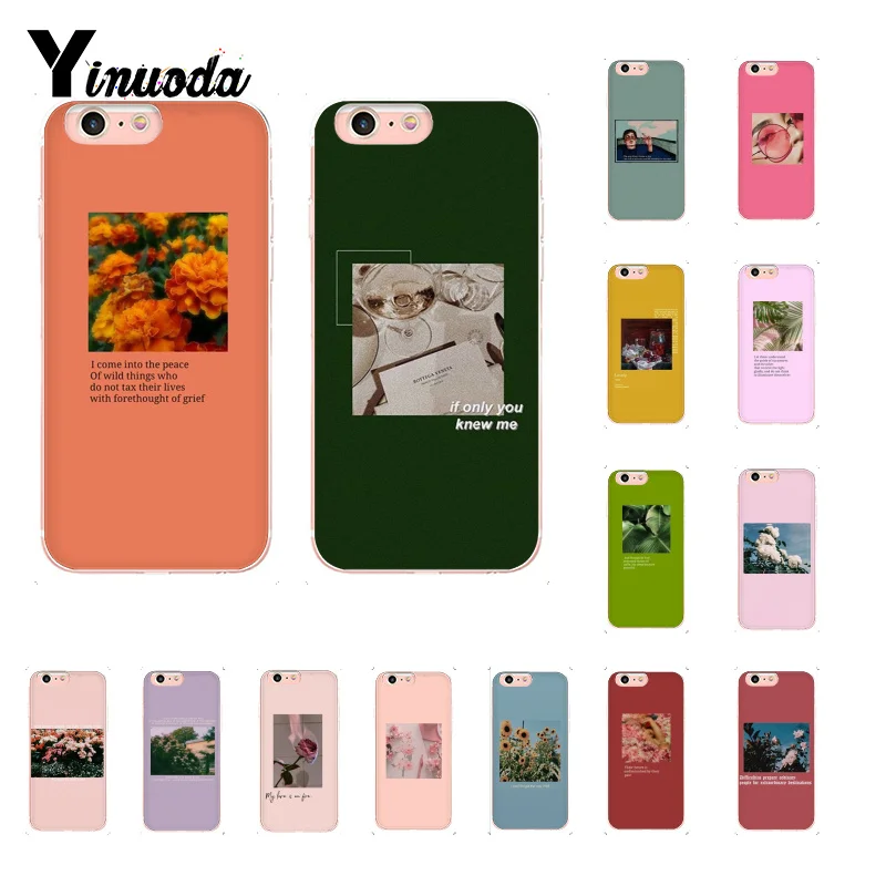 Yinuoda эстетический рисунок цветочный принт мягкий чехол для телефона iPhone 8 7 6 6S Plus X