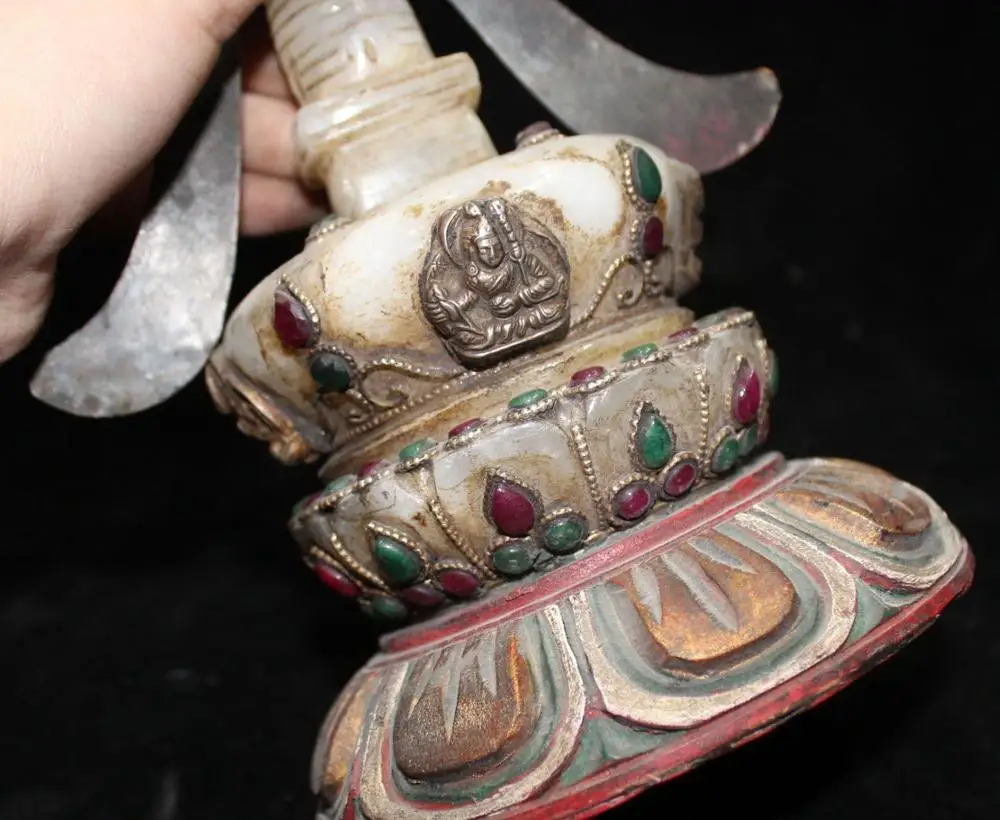 Серебряный Зеленый Tara Padmasambhava Кристальный ступа Будды башня пагода статуя | Дом и