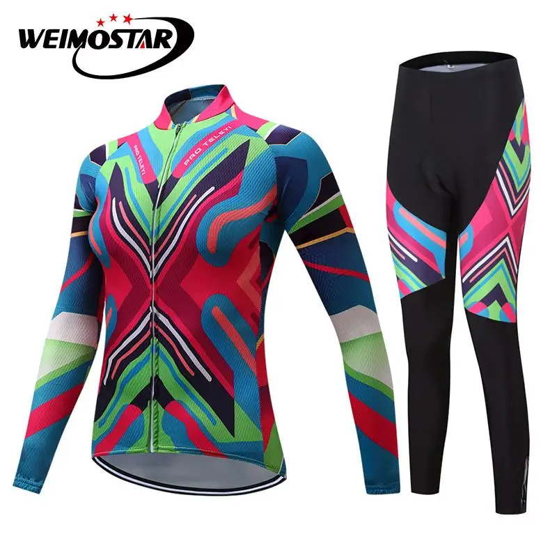 

TELEYI Long Sleeve Cycling Jersey Men MTB Winter Bicycle Clothing Sets Quick Dry Ropa Ciclismo Bike Jersey Long Pants Pad Sets
