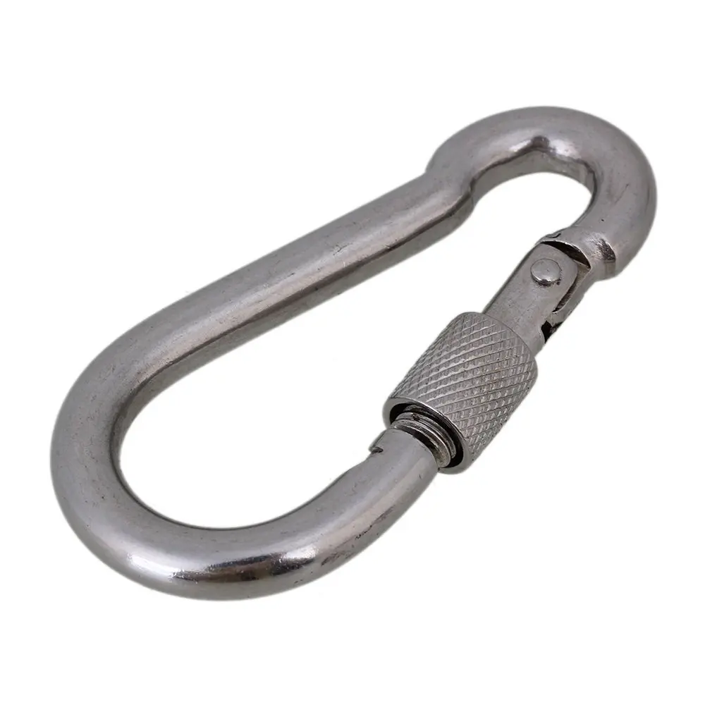 Серебристый сверхпрочный карабин M8 80 мм из нержавеющей стали 304|connector cable|connector
